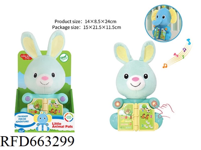PLUSH PUZZLE RABBIT WITH LIGHTS AND MUSIC (TURN PAGES WITH DIFFERENT ANIMAL SOUNDS)