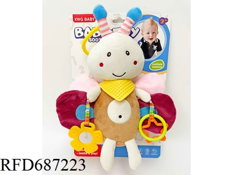 BEE BABY TEETHING HEADBAND, PULL RING, BELL PLUSH PENDANT