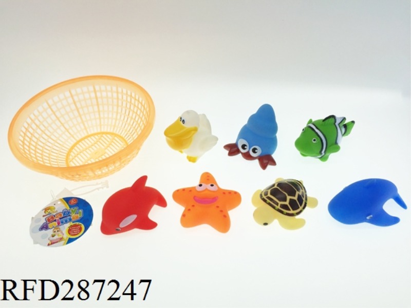 8PCS EVADE GLUE ANIMALS WITH BASKET