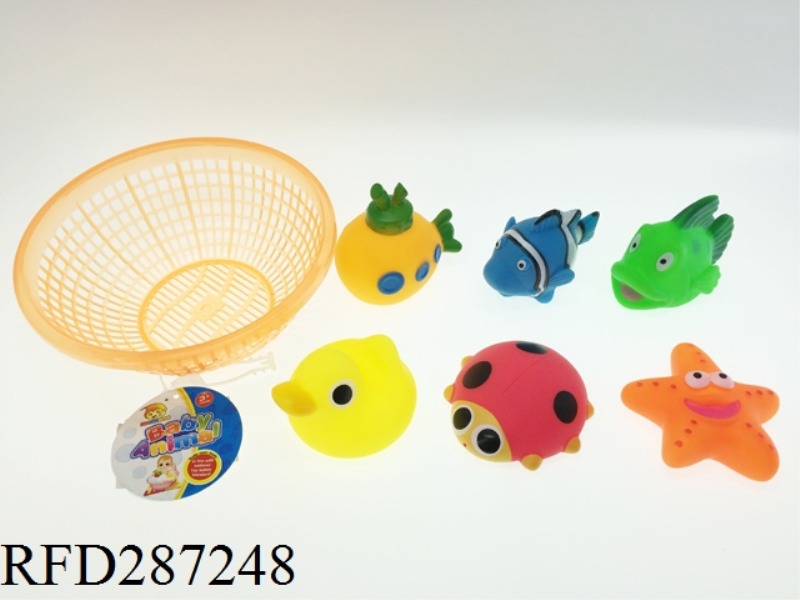 6PCS EVADE GLUE ANIMALS WITH BASKET