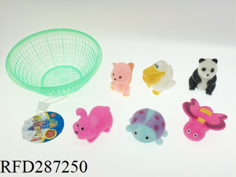 6PCS EVADE GLUE ANIMALS WITH BASKET