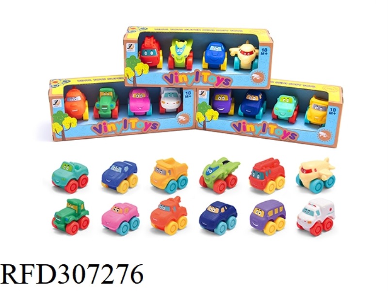 PORCELAIN ENAMEL CARTOON CAR 4PCS