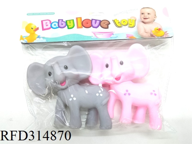 2PCS VINYL ANIMALS ELEPHANTS WITH BB WHISTLES