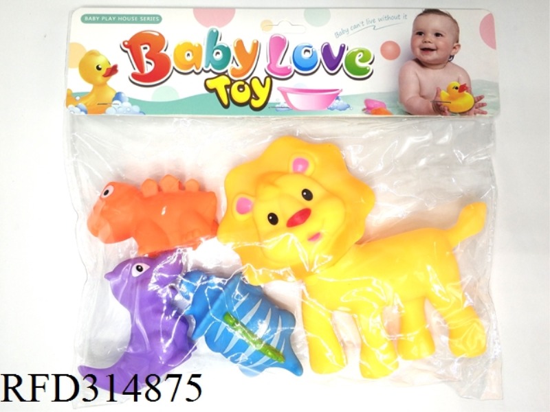 VINYL LION WITH 3PCS DINOSAURS