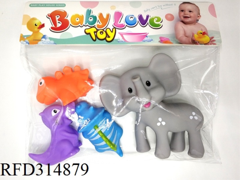 VINYL ANIMALS ELEPHANTS WITH 3PCS DINOSAURS