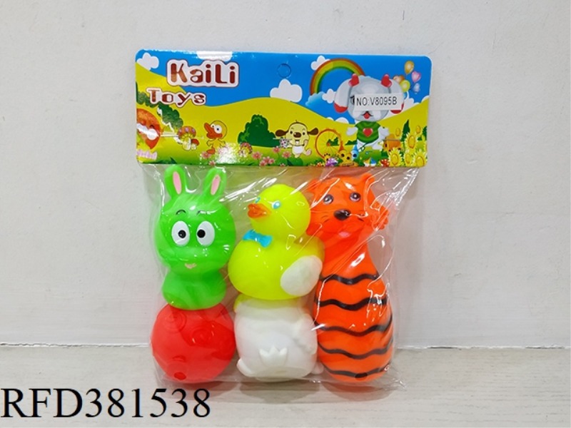 3 SLUSH-MOLDED ANIMALS + BOWLING BALL (ENVIRONMENTAL PROTECTION)