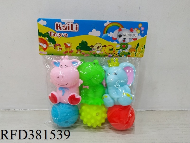 3 SLUSH-MOLDED ANIMALS + 3 BALLS (ENVIRONMENTAL PROTECTION)