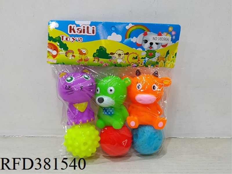 3 SLUSH-MOLDED ANIMALS + 3 BALLS (ENVIRONMENTAL PROTECTION)