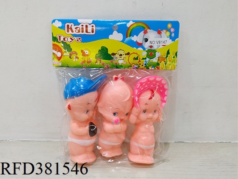 3 SLUSH-MOLDED DOLLS (ENVIRONMENTAL PROTECTION)
