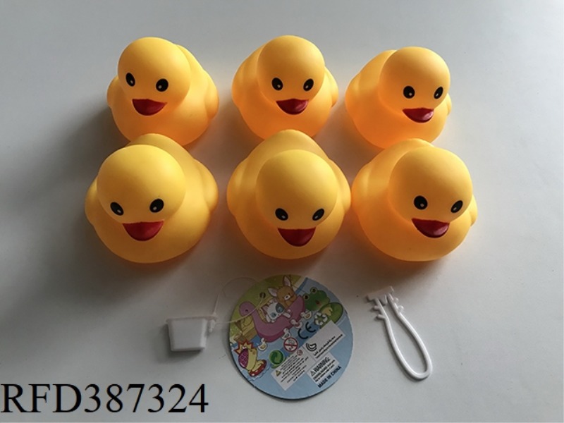 6 MEDIUM YELLOW DUCKS IN VINYL 8 CM