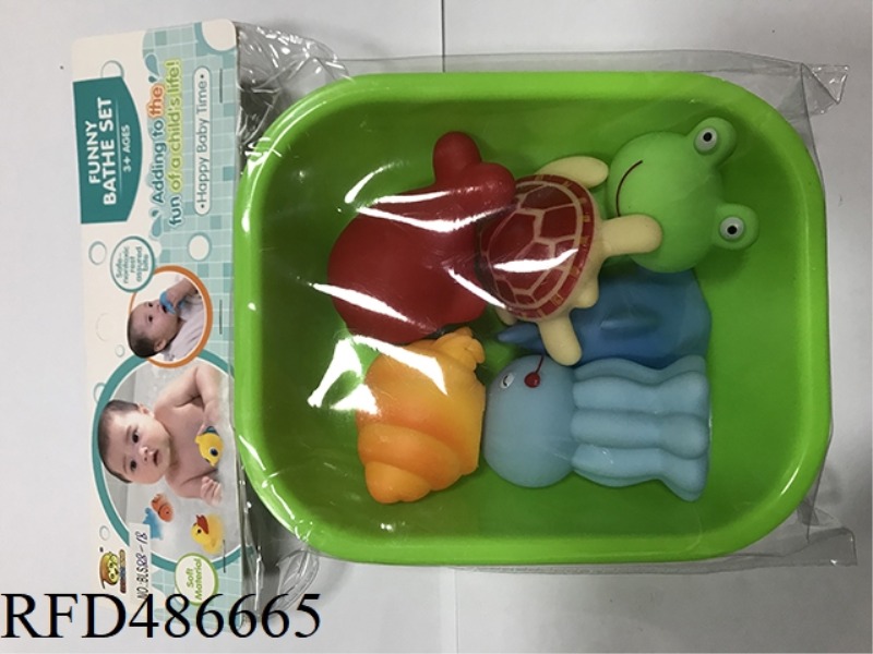ENAMELLED BATHING ANIMALS WITH A BATH TUB