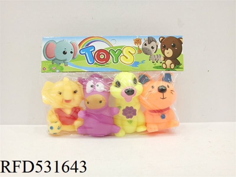 FOUR RUBBER HONING ANIMALS