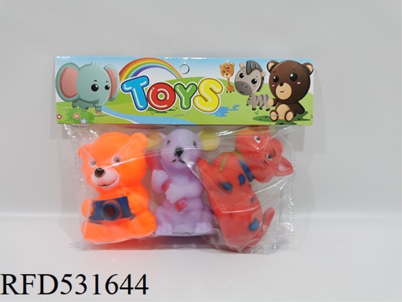 THREE RUBBER HONING ANIMALS