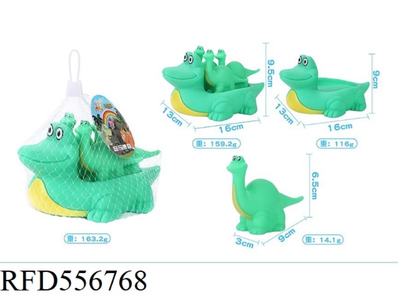 THE FEMALE DINOSAUR IS 1 BIG AND 3 SMALL