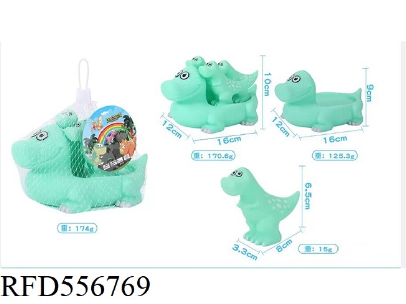 THE FEMALE DINOSAUR IS 1 BIG AND 3 SMALL