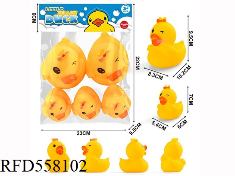 TWO LAUGHING MOUTHED DUCKS WITH THREE MEDIUM LAUGHING MOUTHED DUCKS