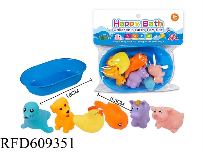 ENVIRONMENTAL WHISTLE ANIMALS SIX EQUIPPED WITH OVAL BATH
