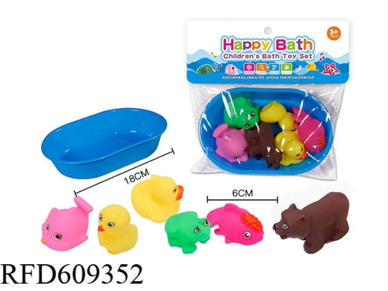 ENVIRONMENTAL WHISTLE ANIMALS SIX EQUIPPED WITH OVAL BATH