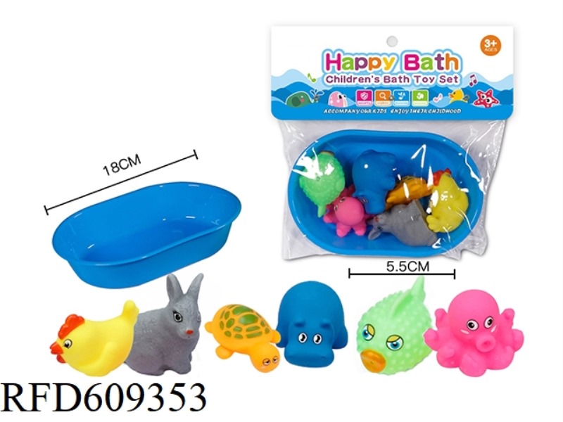 ENVIRONMENTAL WHISTLE ANIMALS SIX EQUIPPED WITH OVAL BATH