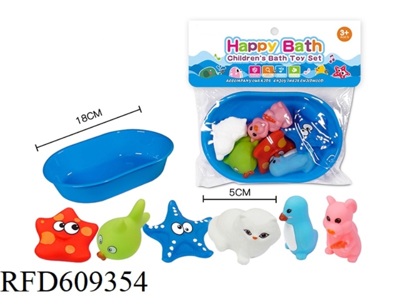 ENVIRONMENTAL WHISTLE ANIMALS SIX EQUIPPED WITH OVAL BATH