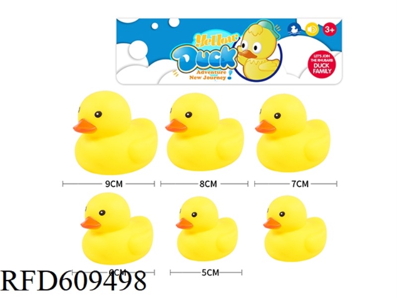 YELLOW DUCK PACK OF 6 (9/8/7/6/5CM)