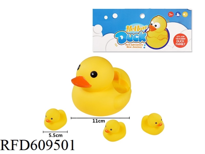 BIG YELLOW DUCK WITH 3 SMALL YELLOW DUCKS