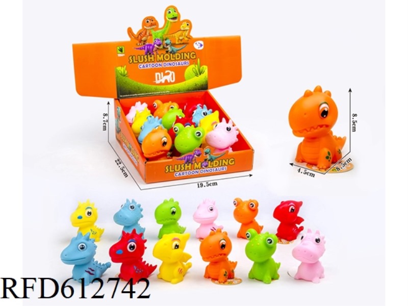 VINYL WHISTLE DINOSAUR 12PCS