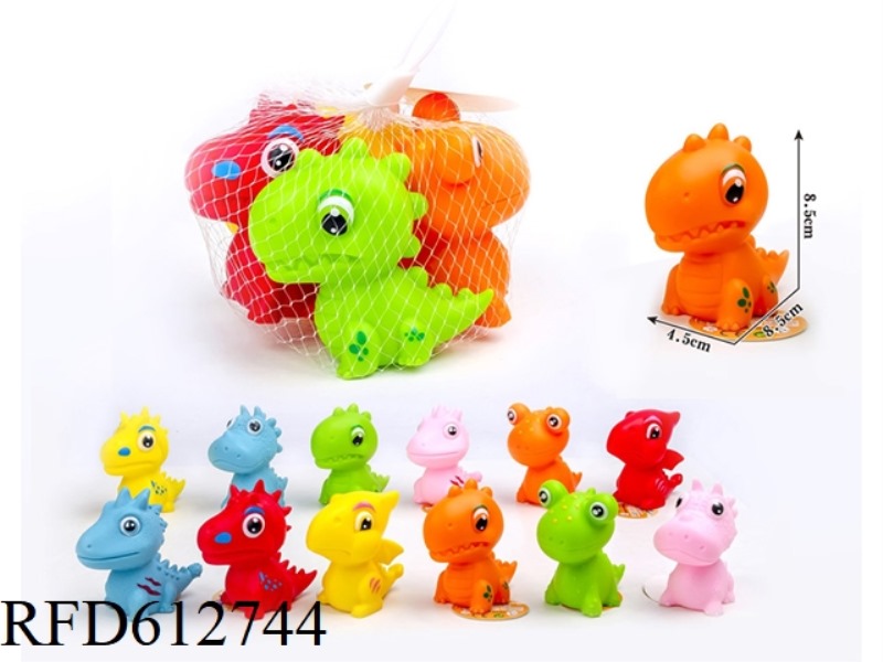 VINYL WHISTLE DINOSAUR 4PCS