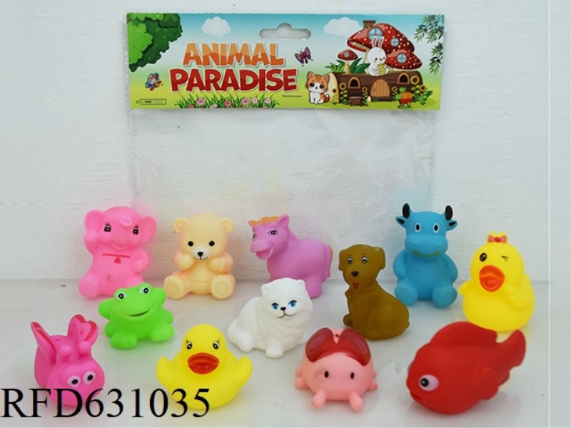 12 VINYL CARTOON ANIMALS PLAYING IN WATER