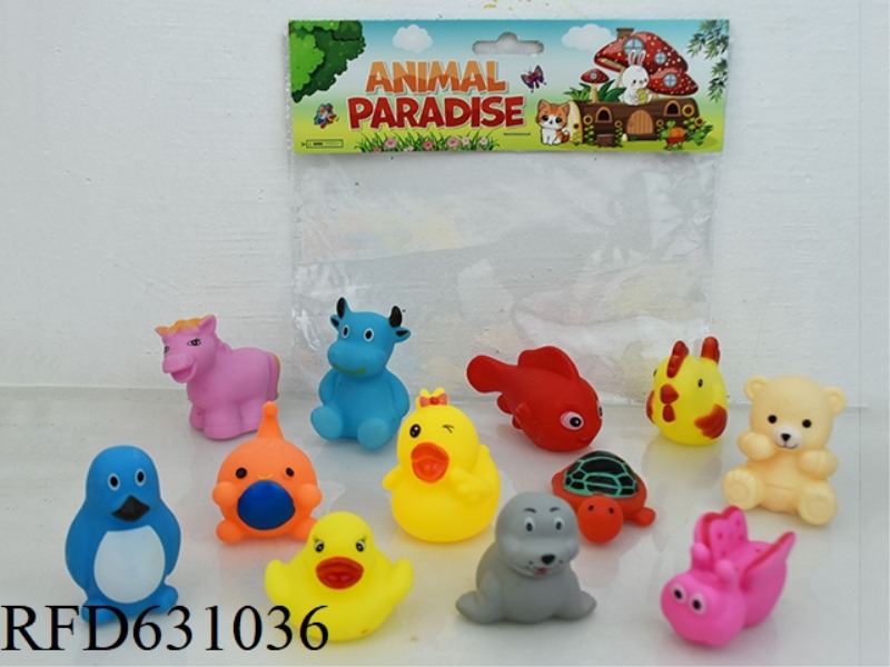 12 VINYL CARTOON ANIMALS PLAYING IN WATER