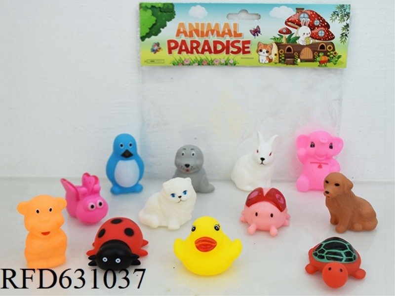 12 VINYL CARTOON ANIMALS PLAYING IN WATER