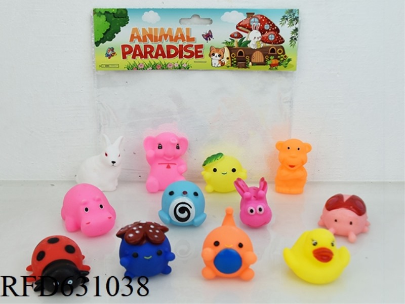 12 VINYL CARTOON ANIMALS PLAYING IN WATER