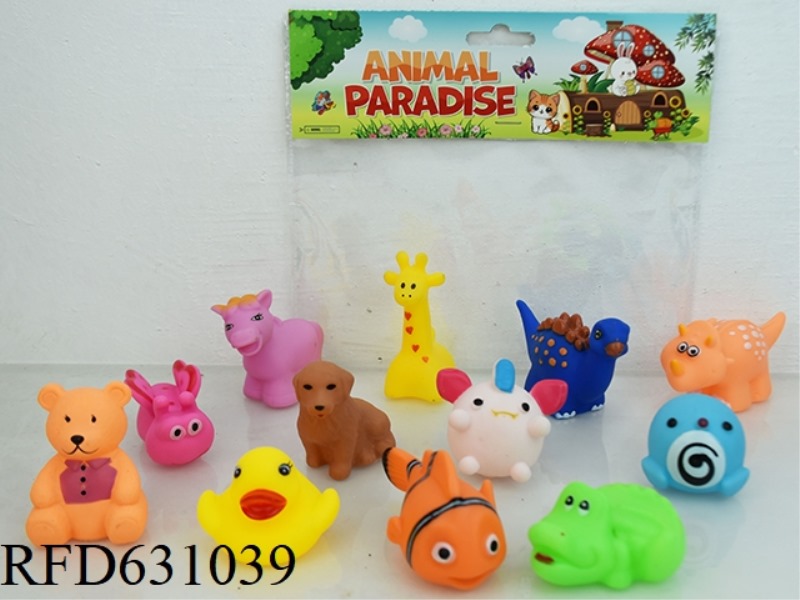 12 VINYL CARTOON ANIMALS PLAYING IN WATER