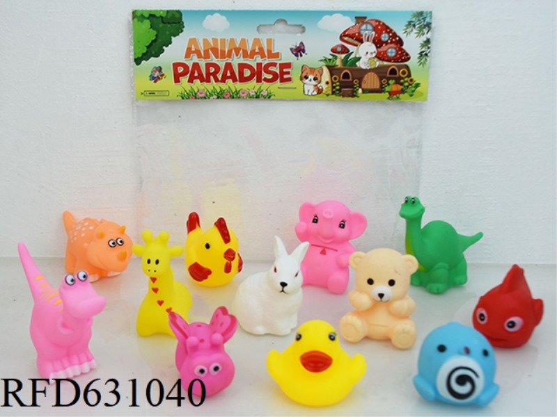 12 VINYL CARTOON ANIMALS PLAYING IN WATER