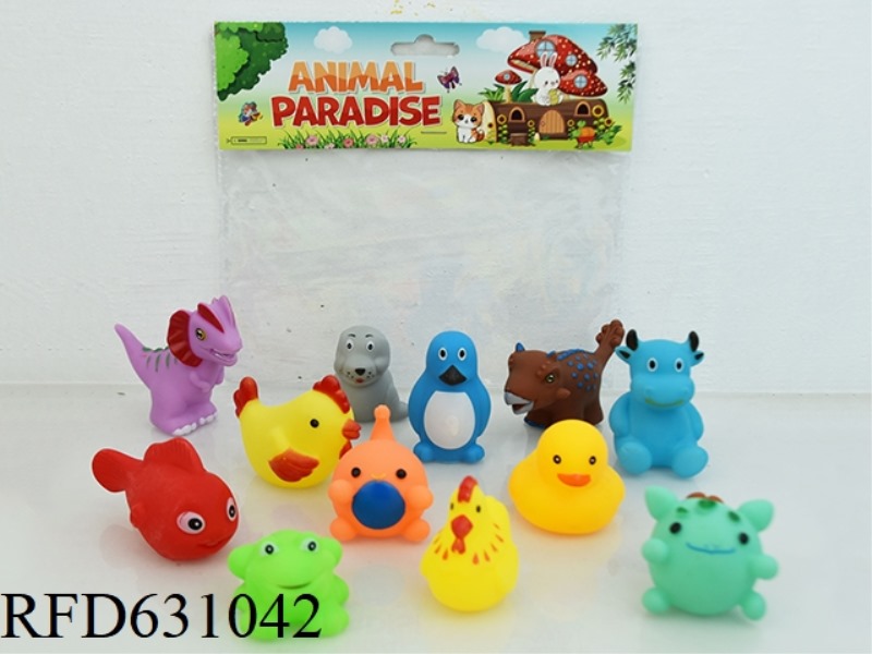 12 VINYL CARTOON ANIMALS PLAYING IN WATER