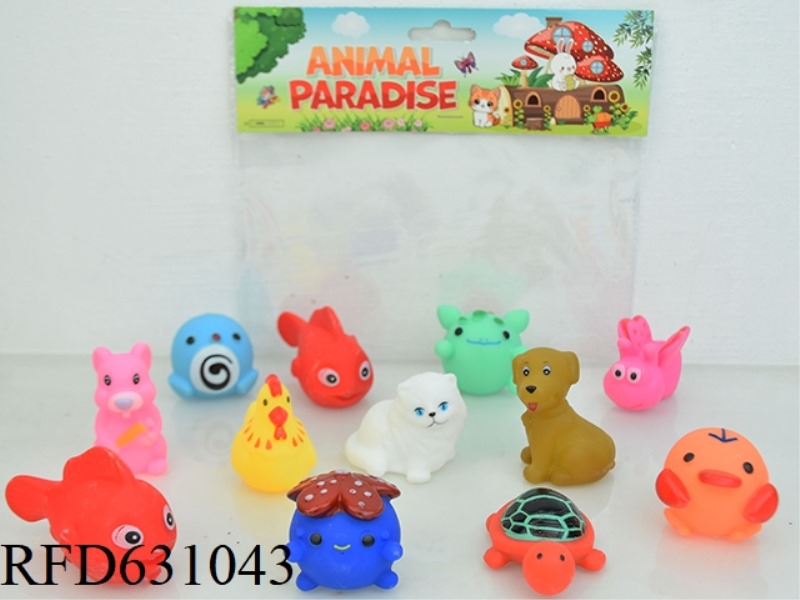12 VINYL CARTOON ANIMALS PLAYING IN WATER
