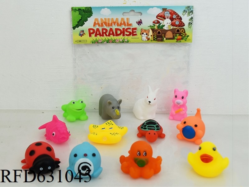 12 VINYL CARTOON ANIMALS PLAYING IN WATER