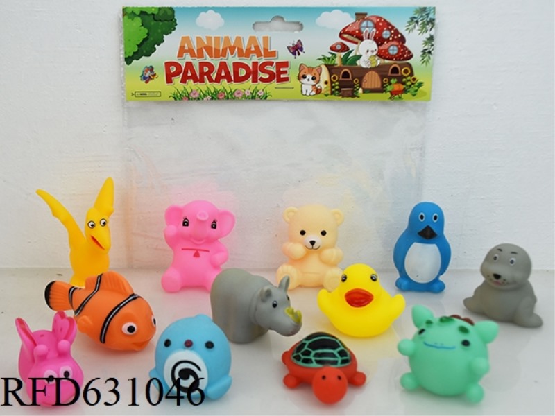 12 VINYL CARTOON ANIMALS PLAYING IN WATER