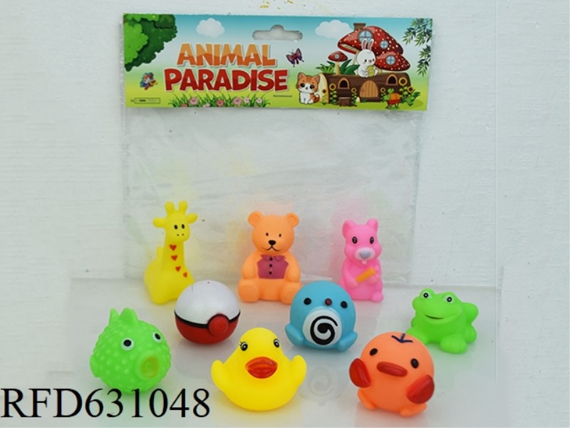 9 CARTOON ANIMALS PLAYING IN WATER WITH GLUE