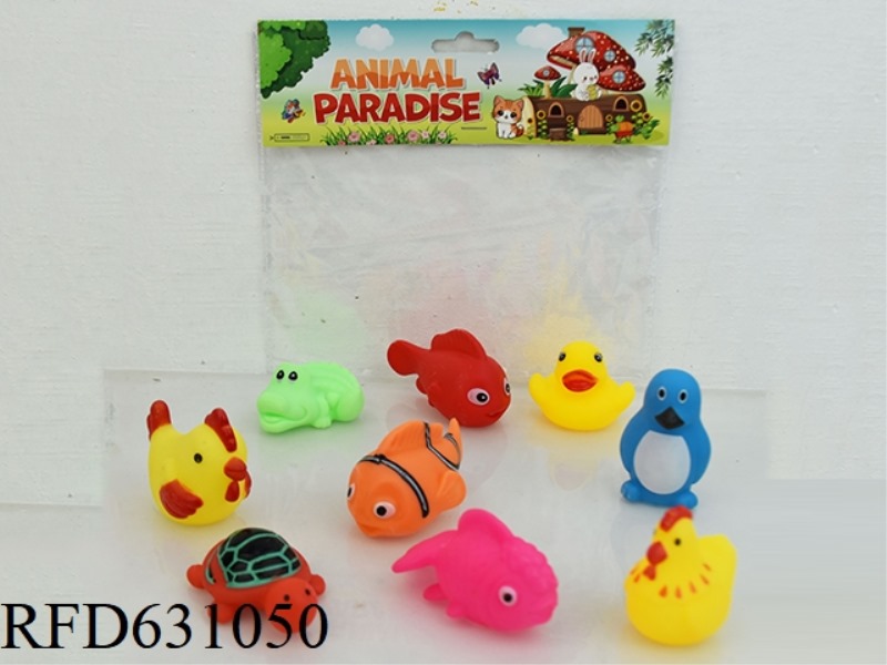 9 CARTOON ANIMALS PLAYING IN WATER WITH GLUE