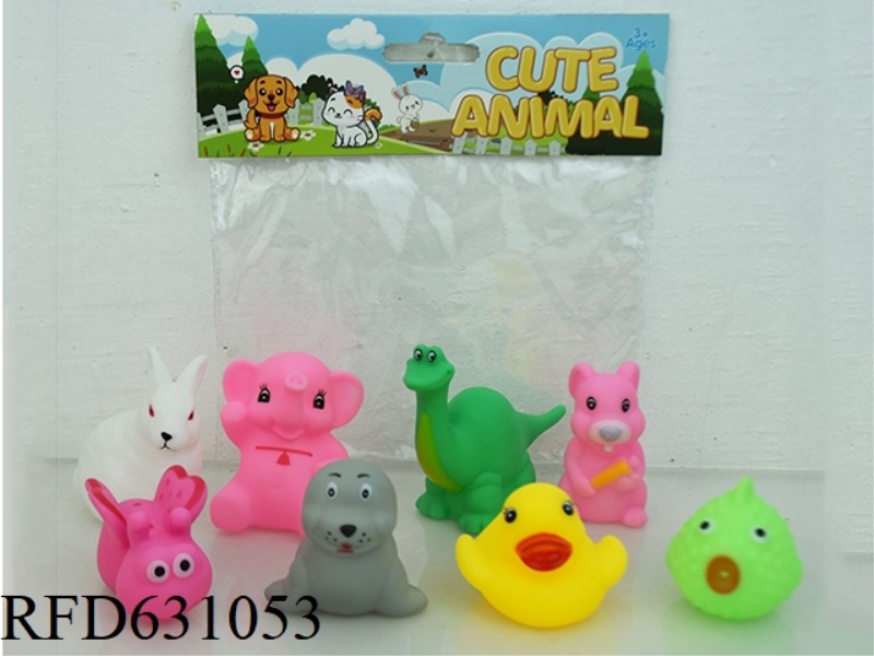 8 VINYL CARTOON ANIMALS PLAYING IN WATER