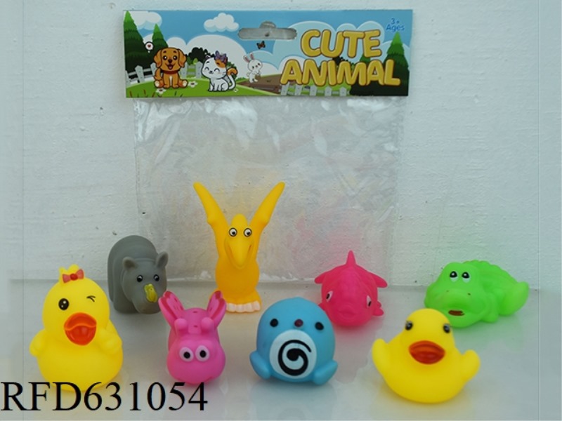 8 VINYL CARTOON ANIMALS PLAYING IN WATER