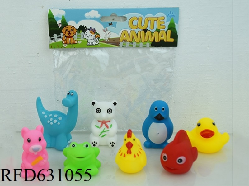 8 VINYL CARTOON ANIMALS PLAYING IN WATER