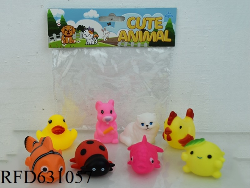 8 VINYL CARTOON ANIMALS PLAYING IN WATER