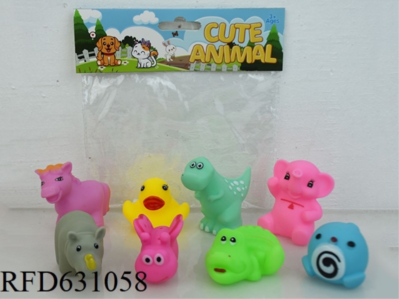 8 VINYL CARTOON ANIMALS PLAYING IN WATER