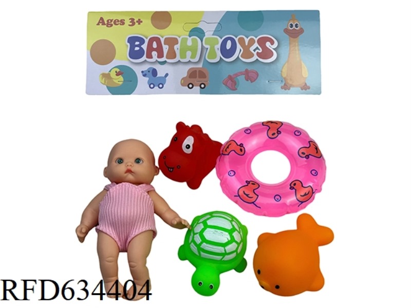 5-INCH VINYL DOLL WITH MARINE CREATURES AND SWIM RINGS