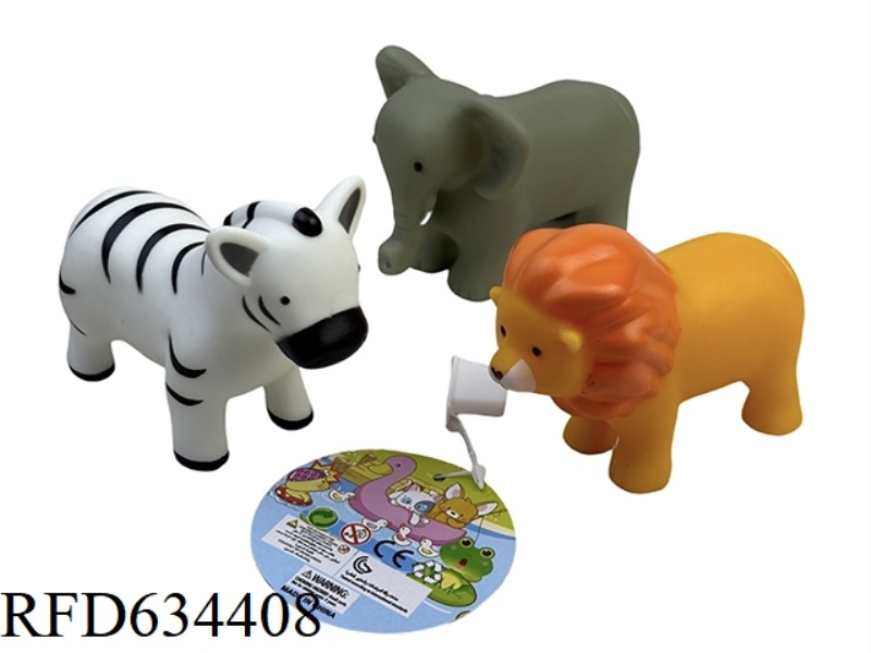 THREE BATHROOM MOUNTED WATER SPLASHING RUBBER HORSES LION. ELEPHANT