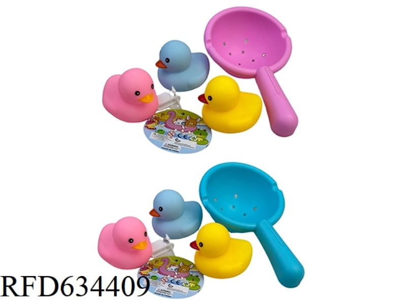 6 BATHROOM DUCKS PLAYING IN THE WATER WITH GLUE AND FISH BAIT