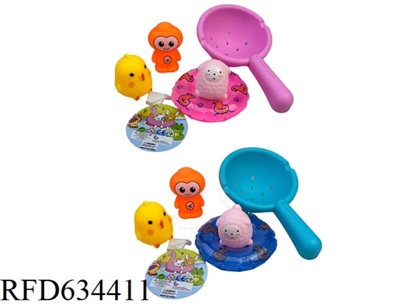 PLAYING IN THE BATHROOM WITH GLUE MONKEY, CHICKEN, SHEEP AND FISH
