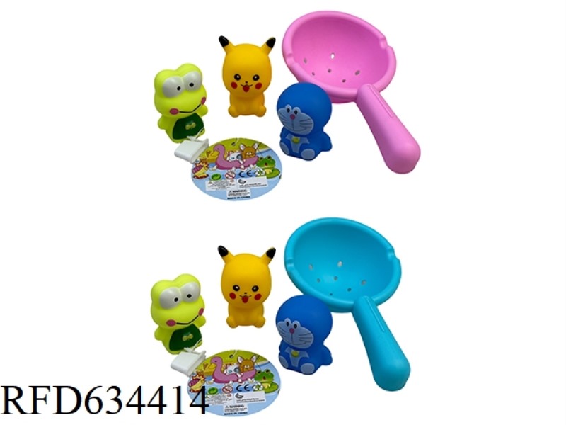 PLAYING IN THE BATHROOM WITH GLUE, PIKACHU, FROG, DINGDANG CAT, AND FISH FISHING